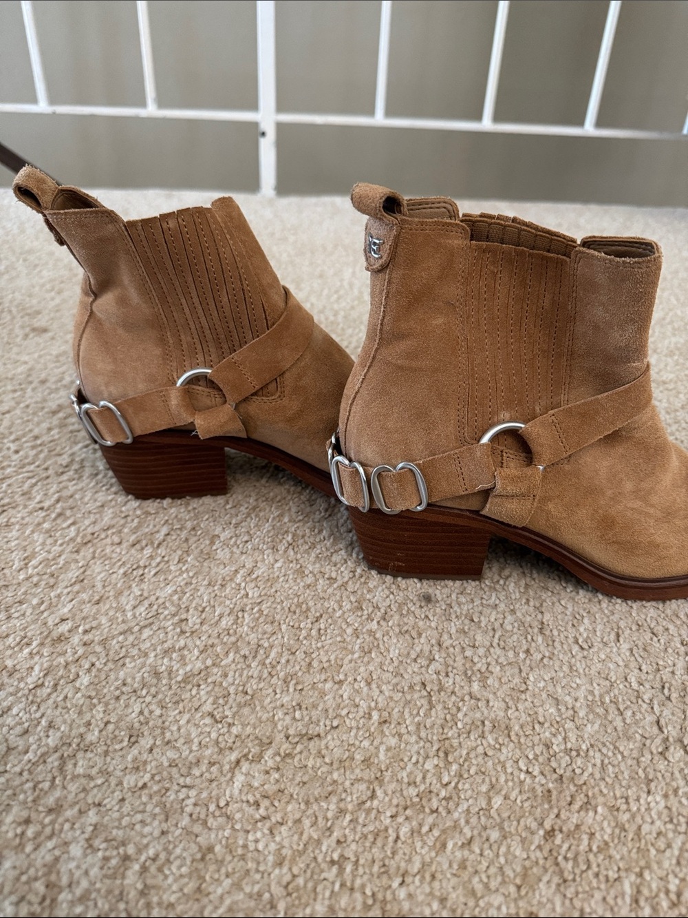 Sam Edelman Tan Suede Ankle Harness Booties - Picture 6 of 7